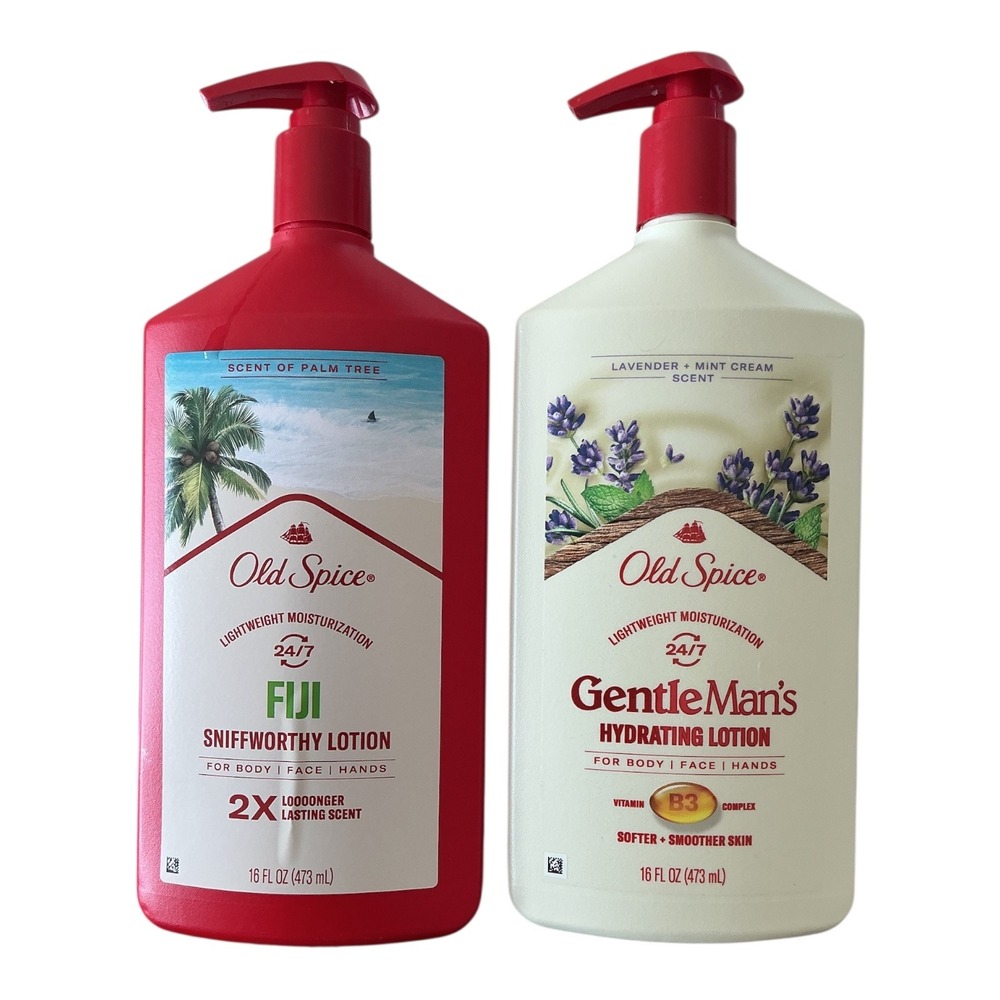 Old Spice - Fiji &‎ GentleMan's Lotion (16 fl oz each) Body Face Hands